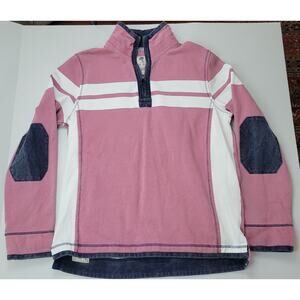 Fat Face Airlie Quarter Zip Rugby Sweater Light Pink Navy & White Men's Size M